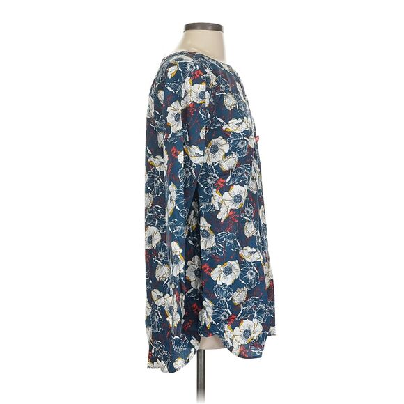 Duluth Trading Co. Wrinklefighter Tunic Floral Blue Womens XL - Picture 3 of 5